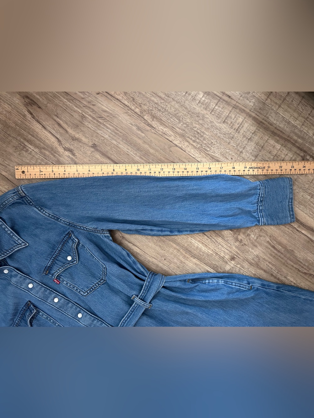Levis western country stampede Classic Light Blue Denim Shirt Dress Belt rodeo - Picture 7 of 13
